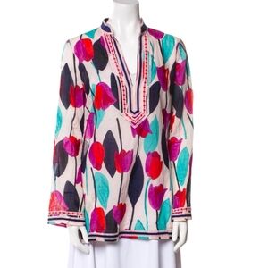 Tory Burch Tulip Print Cotton Tunic Size 0